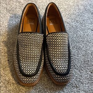 Dolce Vita Black and White Woven Slip-On Loafers